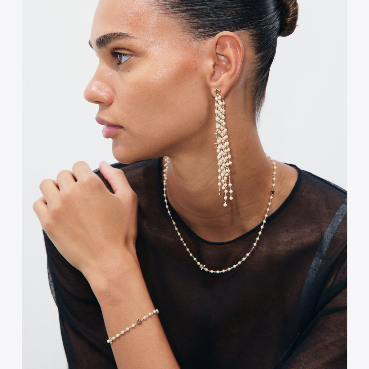 Tory Burch Moondance Front Back Pearl Earrings - Tory Gold / Cream - 3