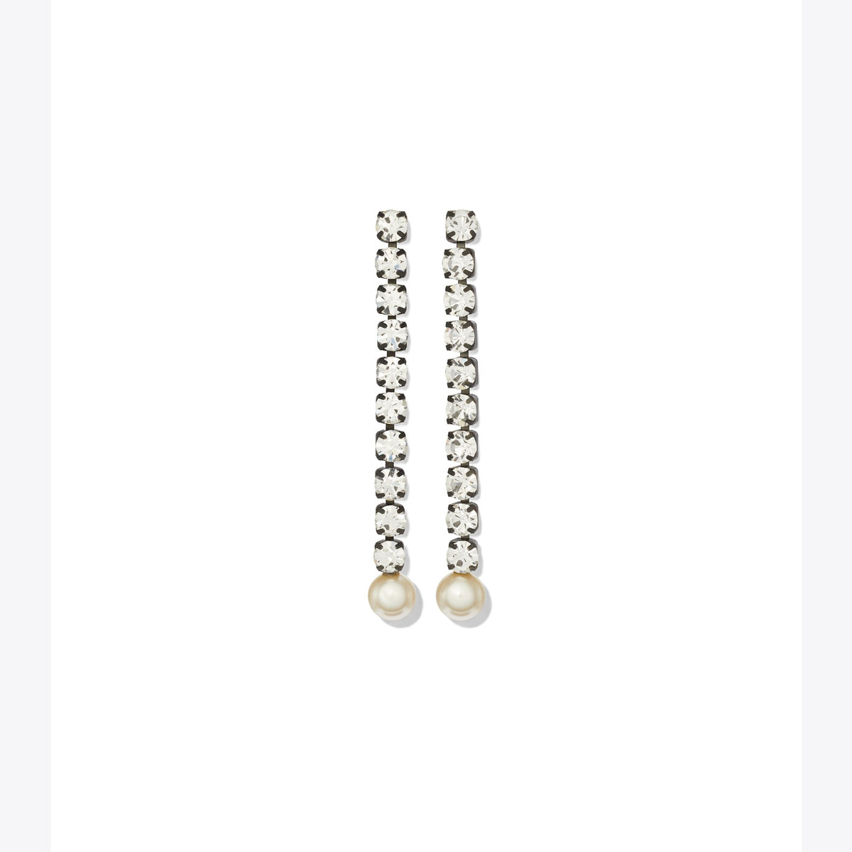 Tory Burch Moondance Linear Earrings - Hematite / Crystal / Cream - 4