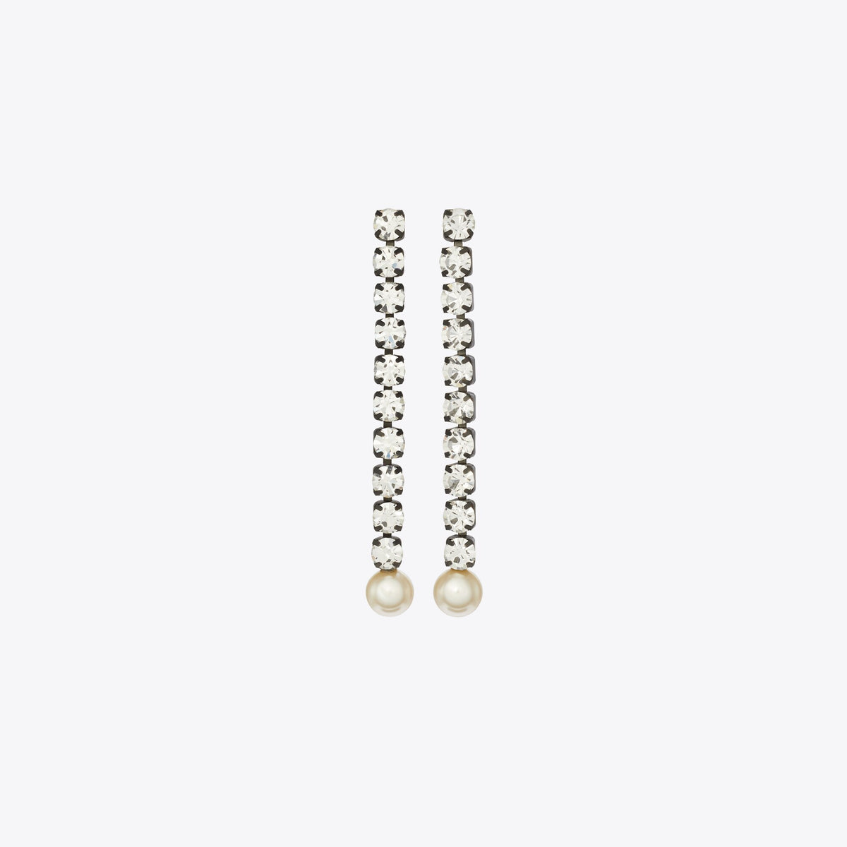 Tory Burch Moondance Linear Earrings - Hematite / Crystal / Cream