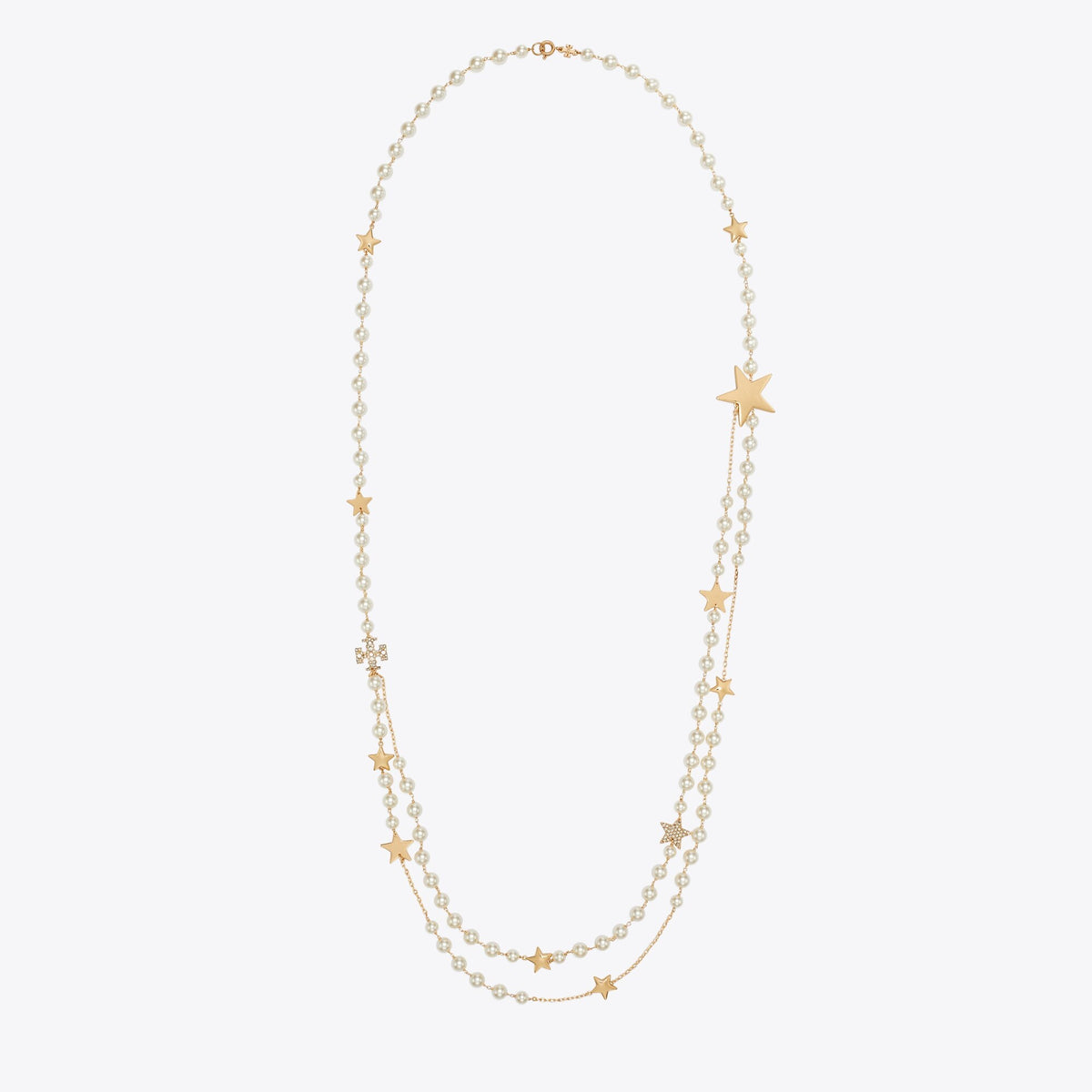 Tory Burch Moondance Long Pearl Necklace - Tory Gold / Cream / Crystal