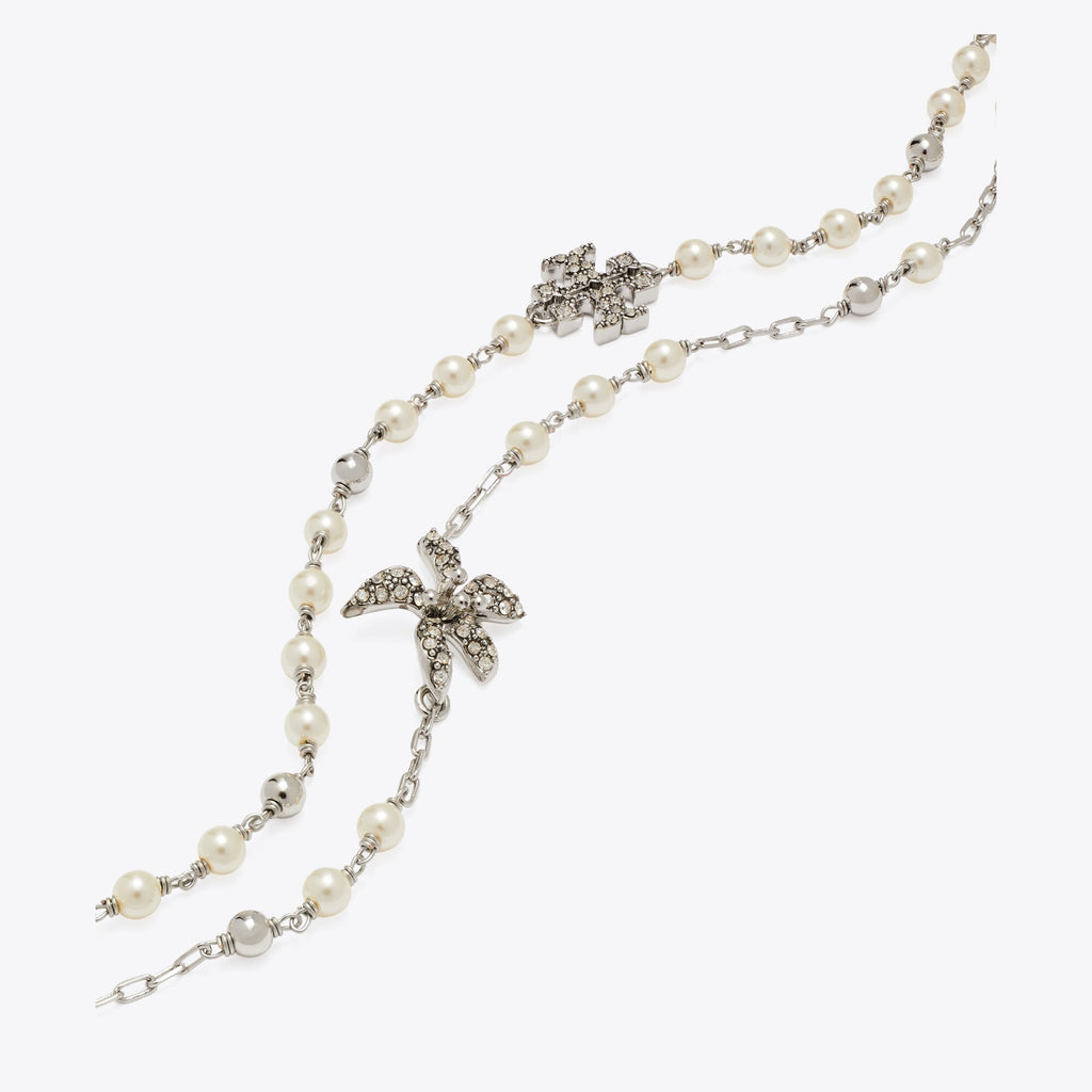 Tory Burch Moondance Multi Strand Pearl Bracelet - Tory Silver / Pearl / Crystal - 2