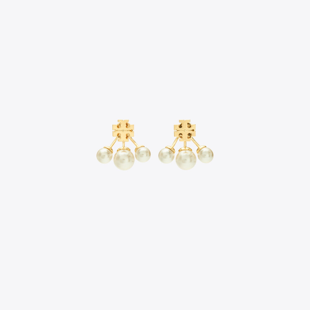 Tory Burch Moondance Pearl Front-Back Earrings - Tory Gold / Cream