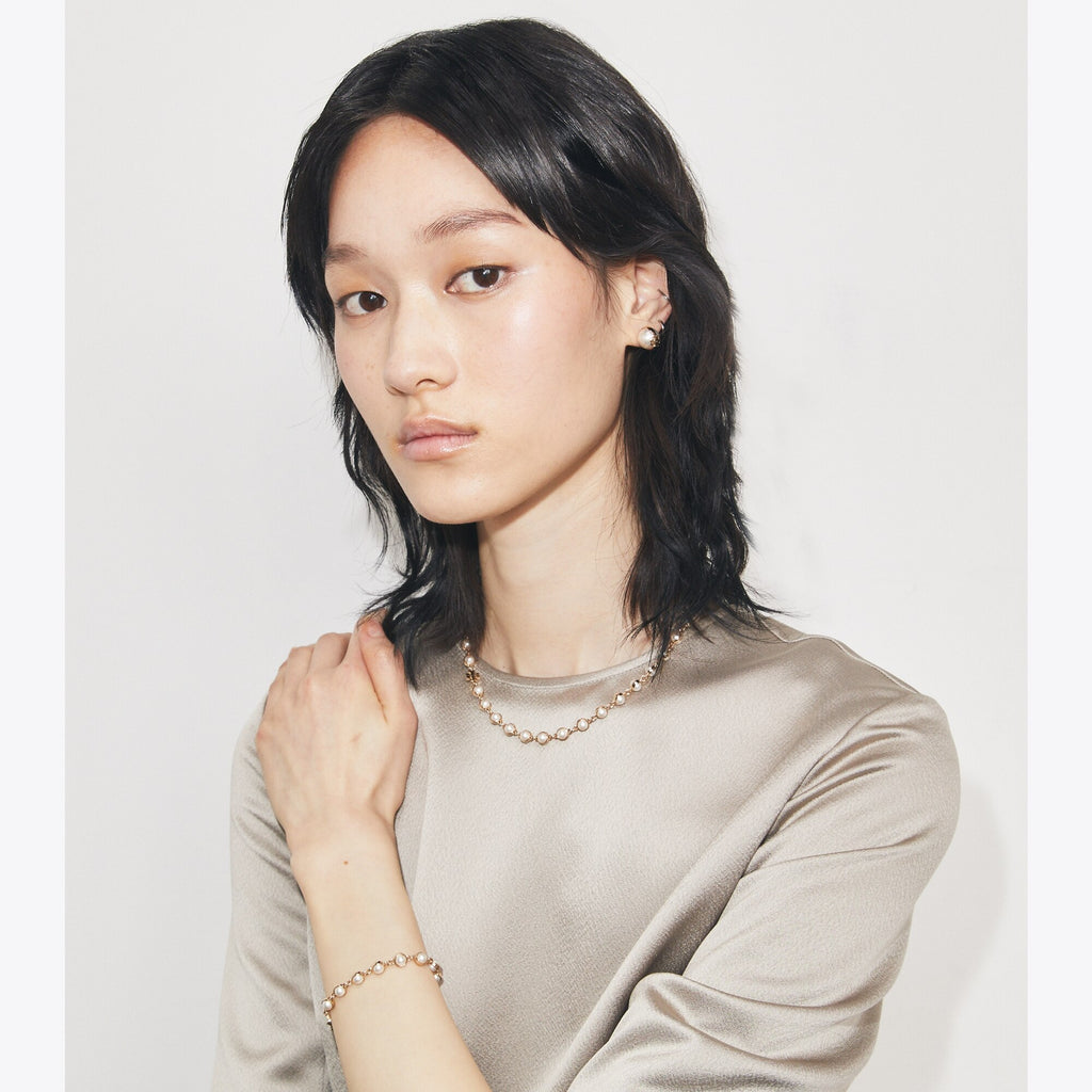 Tory Burch Moondance Pearl Necklace - Light Brass / Pearl - 3
