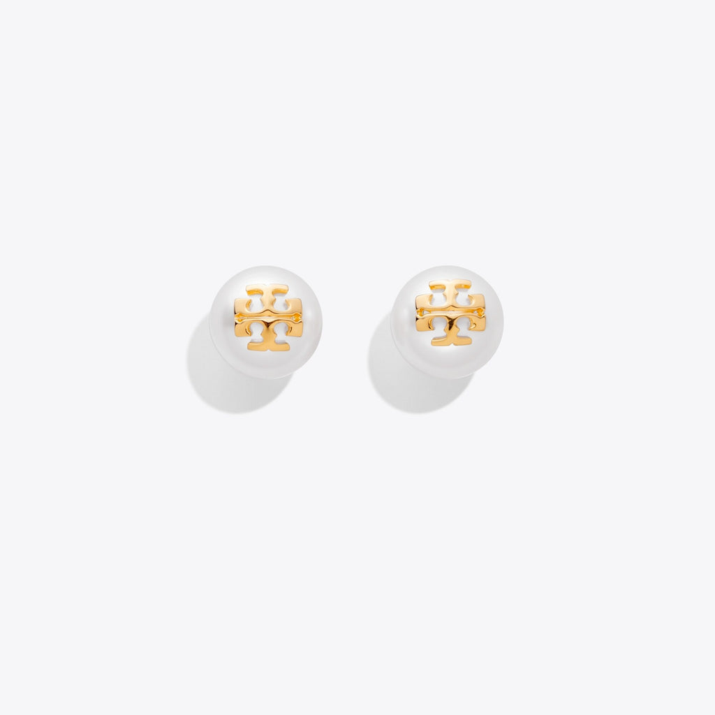 Tory Burch Moondance Pearl Stud Earrings - Ivory/Tory Gold - 4
