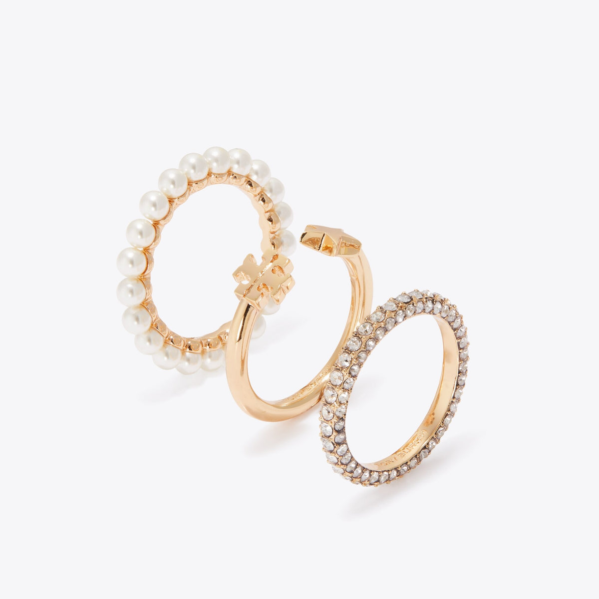 Tory Burch Moondance Stacking Ring Set - Tory Gold / Cream / Crystal