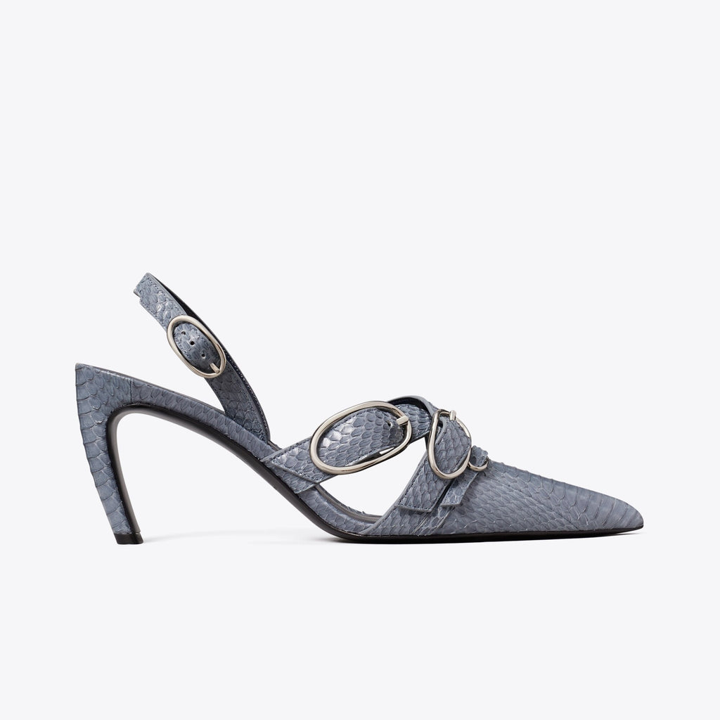 Tory Burch Multi Buckle Slingback - Dusky Blue / Silver - 3