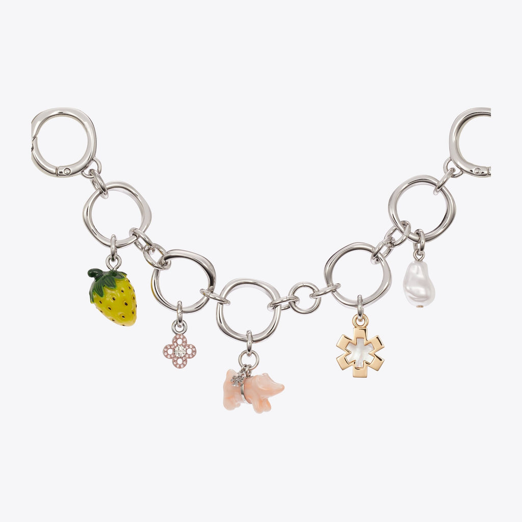 Tory Burch Multi Charm Bag Chain - Tory Silver