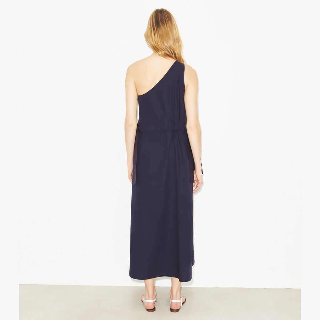 Tory Burch One-Shoulder Belted Cotton Dress - Medium Navy - 3