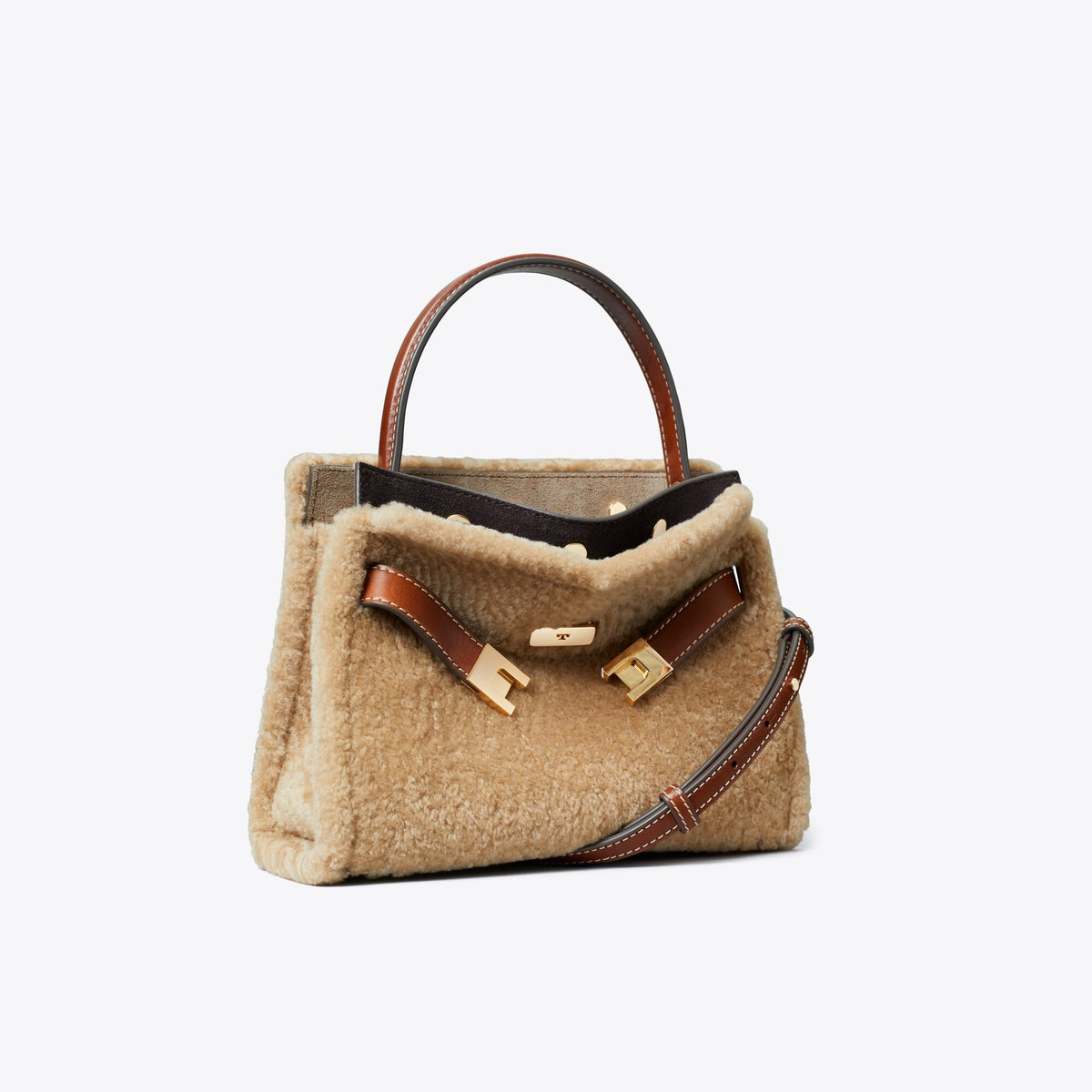 Tory Burch Petite Lee Radziwill Shearling Double Bag - Teddy