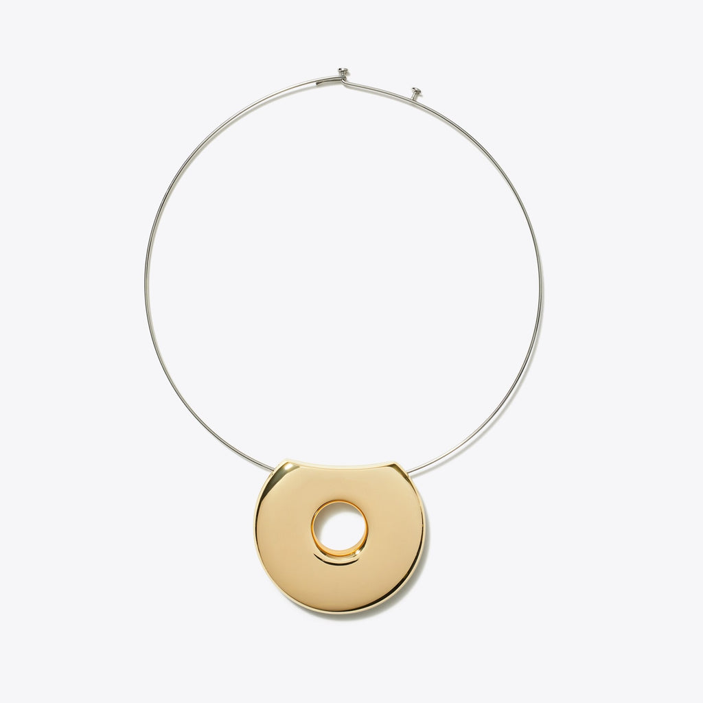 Tory Burch Pierced Collar Necklace - Light Brass / Light Silver