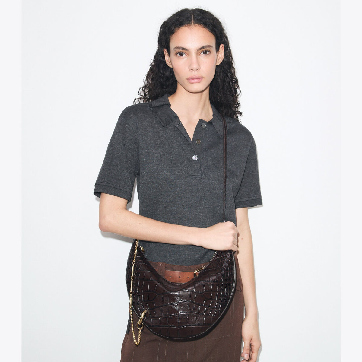 Tory Burch Pierced Croc-Embossed Crossbody Bag - Coco - 2