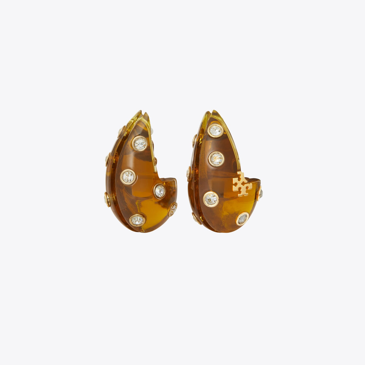 Tory Burch Pierced Earrings - Brown / Crystal - 2