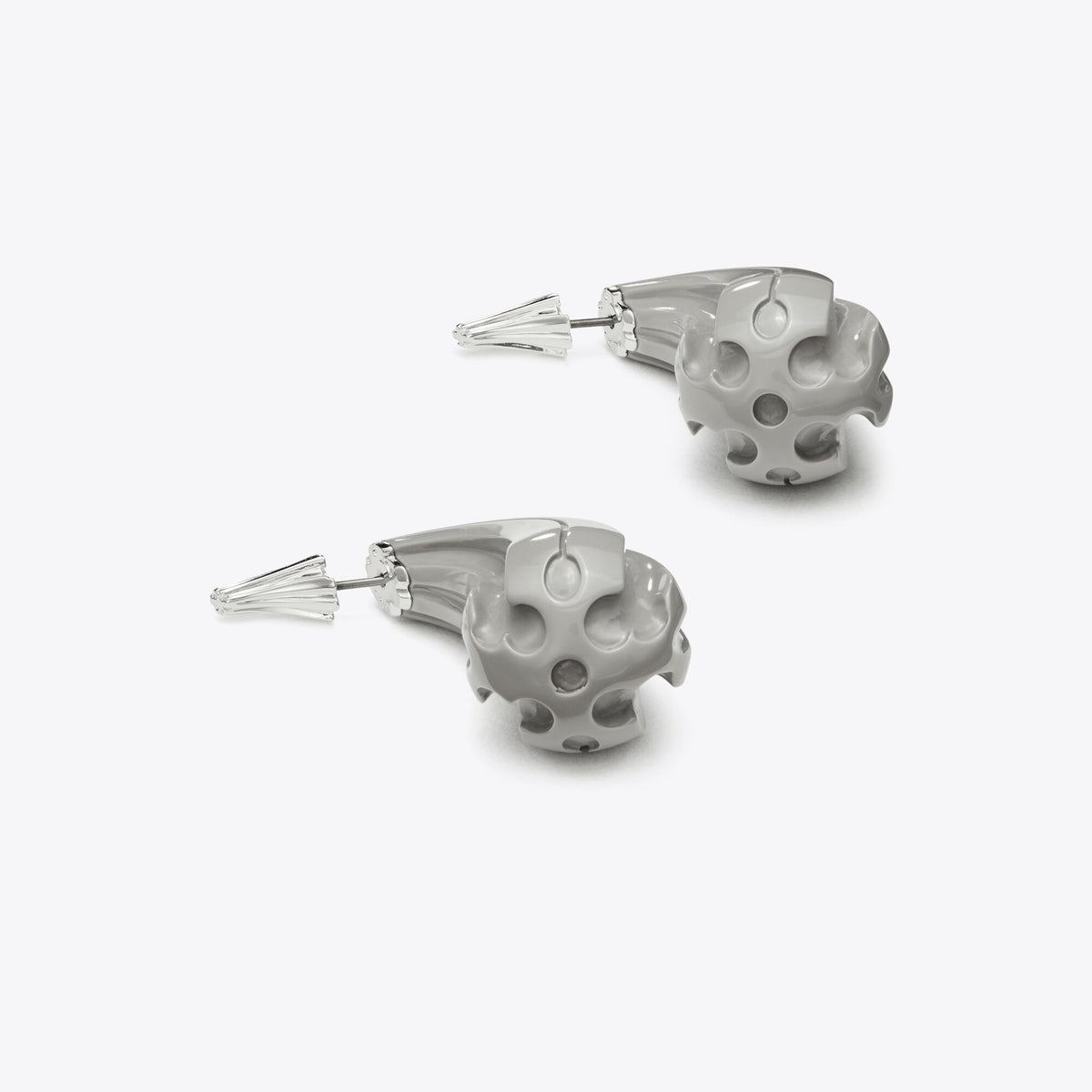 Tory Burch Pierced Front-Back Earrings - Light Silver / Gray - 2