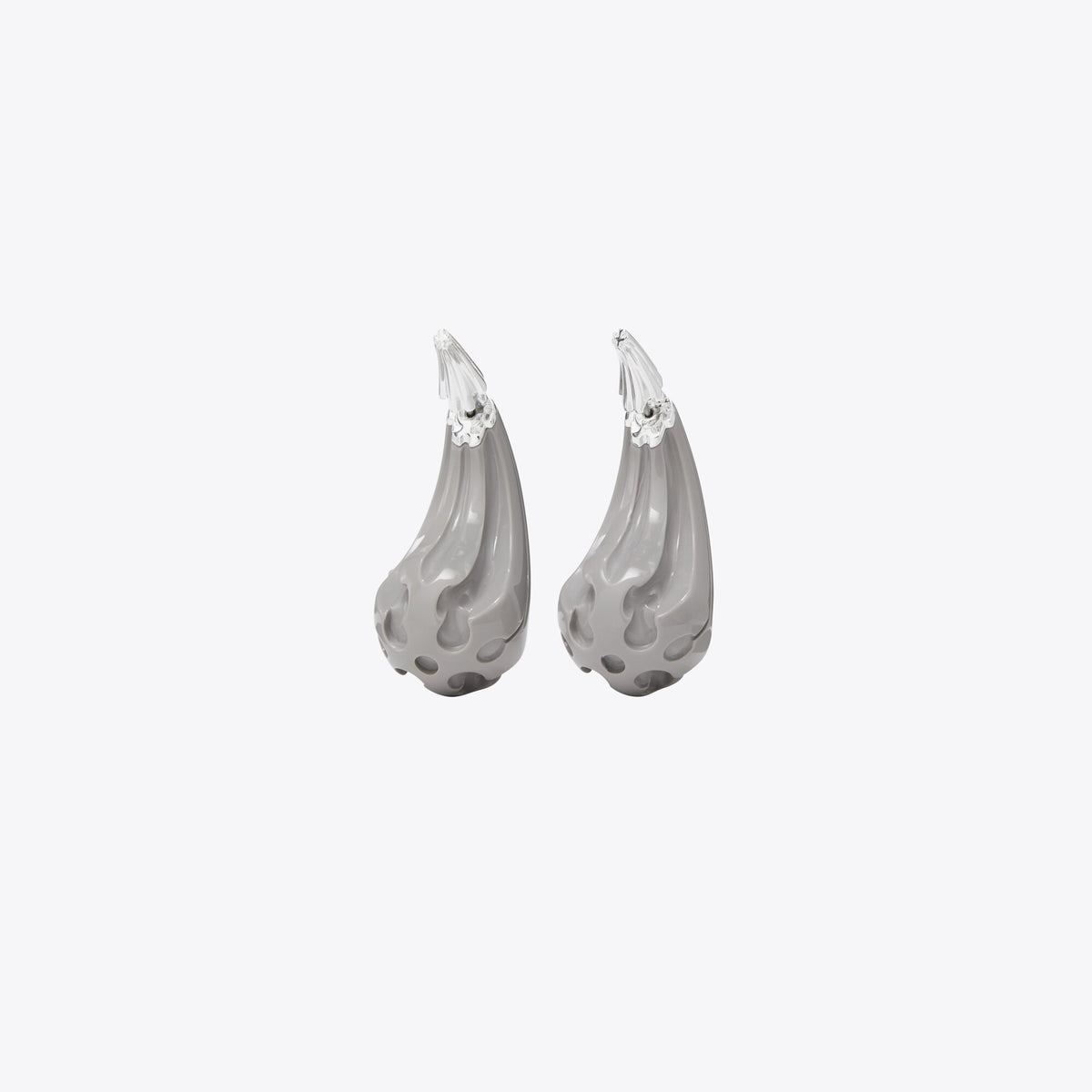 Tory Burch Pierced Front-Back Earrings - Light Silver / Gray