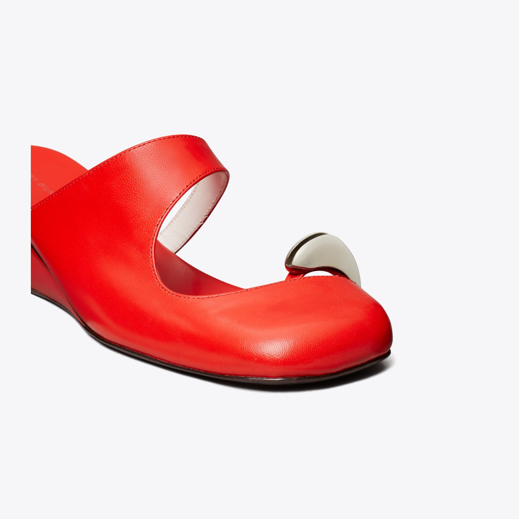 Tory Burch Pierced Mule Wedge - Blazing Red / Silver - 4