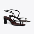 Tory Burch Pierced Multi-Strap Heeled Sandal - Perfect Black / Silver