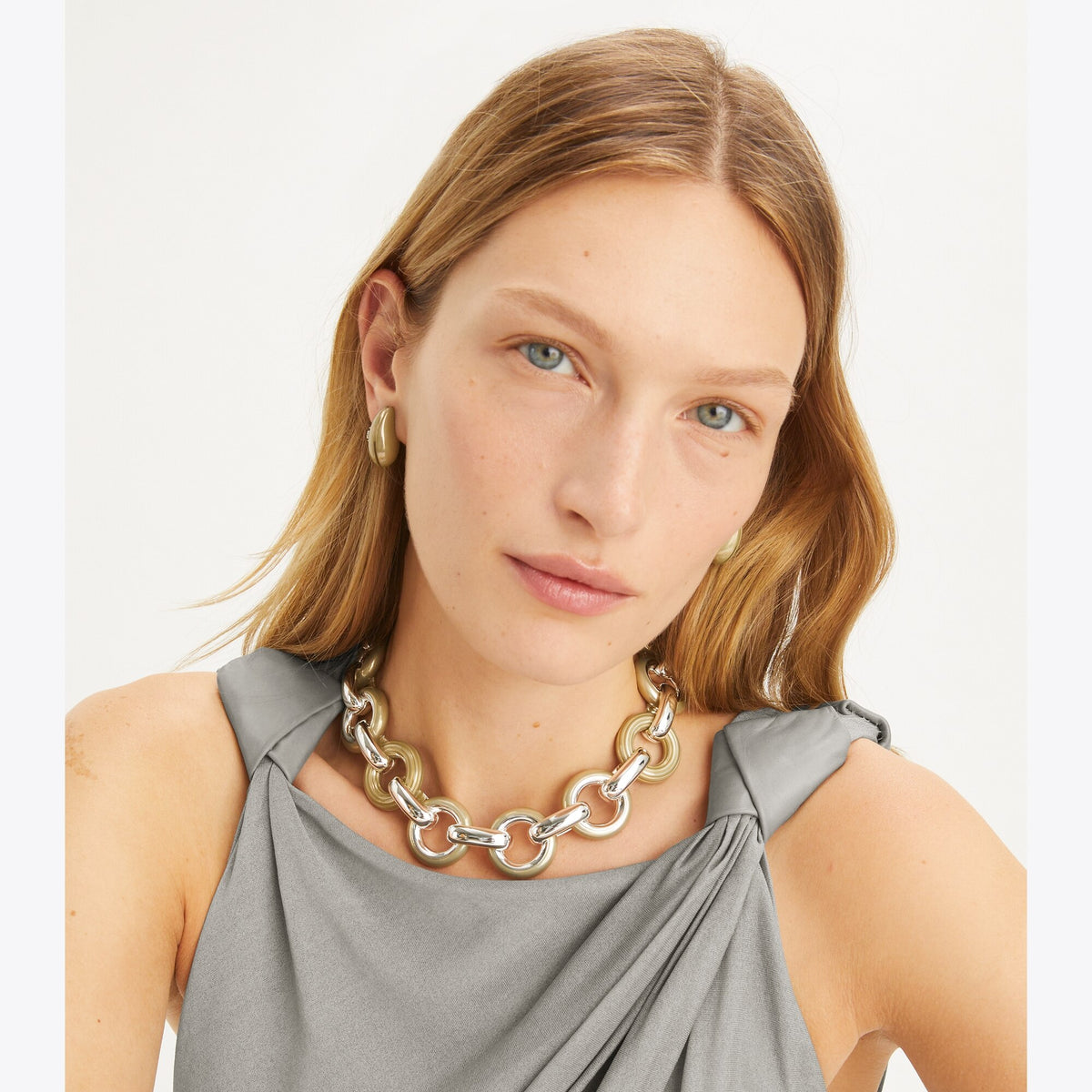 Tory Burch Pierced Necklace - Light Silver / Multi - 3