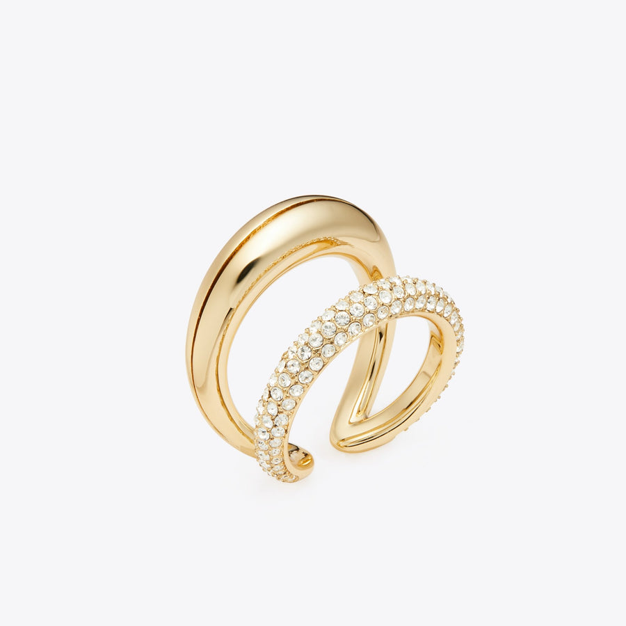 Tory Burch Pierced Pavé Double Ring