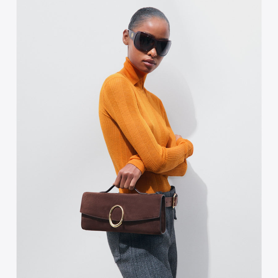 Tory Burch Pierced Suede Clutch