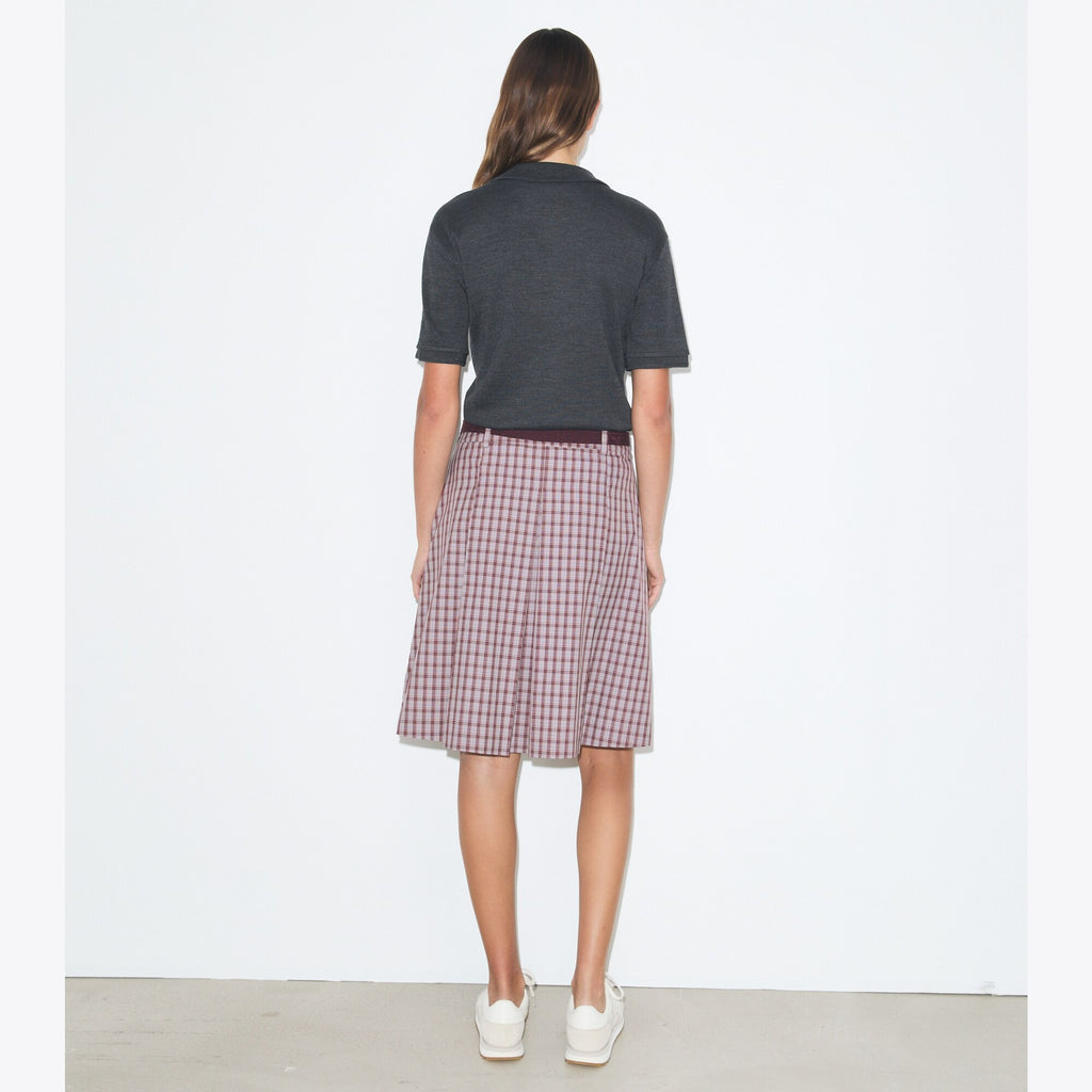 Tory Burch Plaid Golf Skirt - Burgundy Plaid - 3