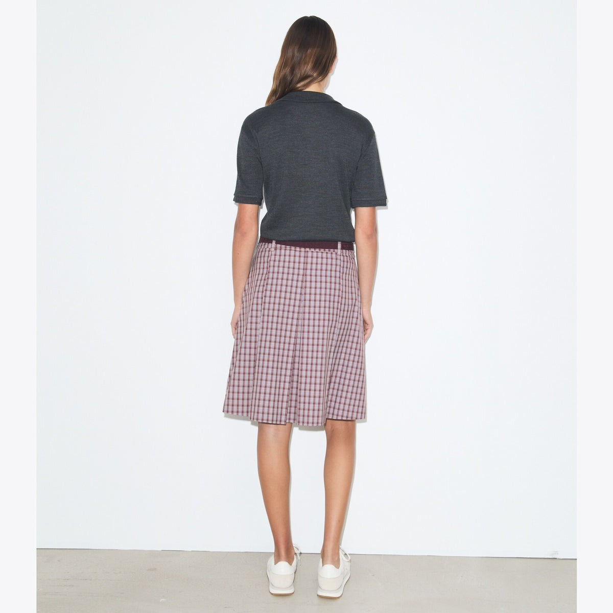Tory Burch Plaid Golf Skirt - Burgundy Plaid - 3