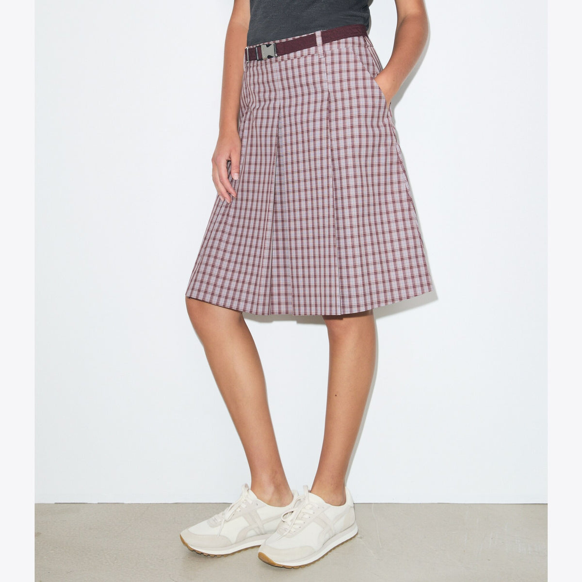Tory Burch Plaid Golf Skirt - Burgundy Plaid - 5