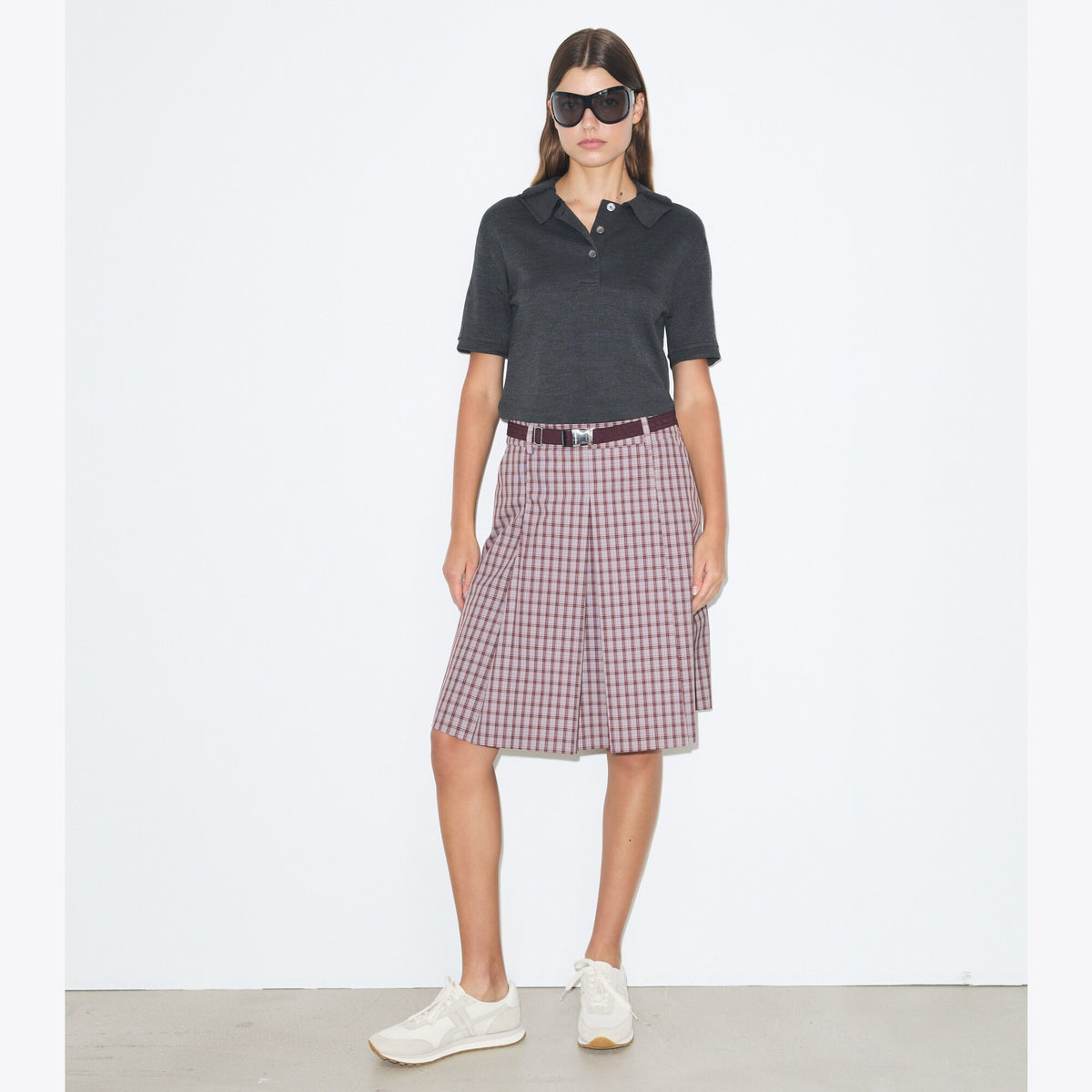 Tory Burch Plaid Golf Skirt - Burgundy Plaid - 2