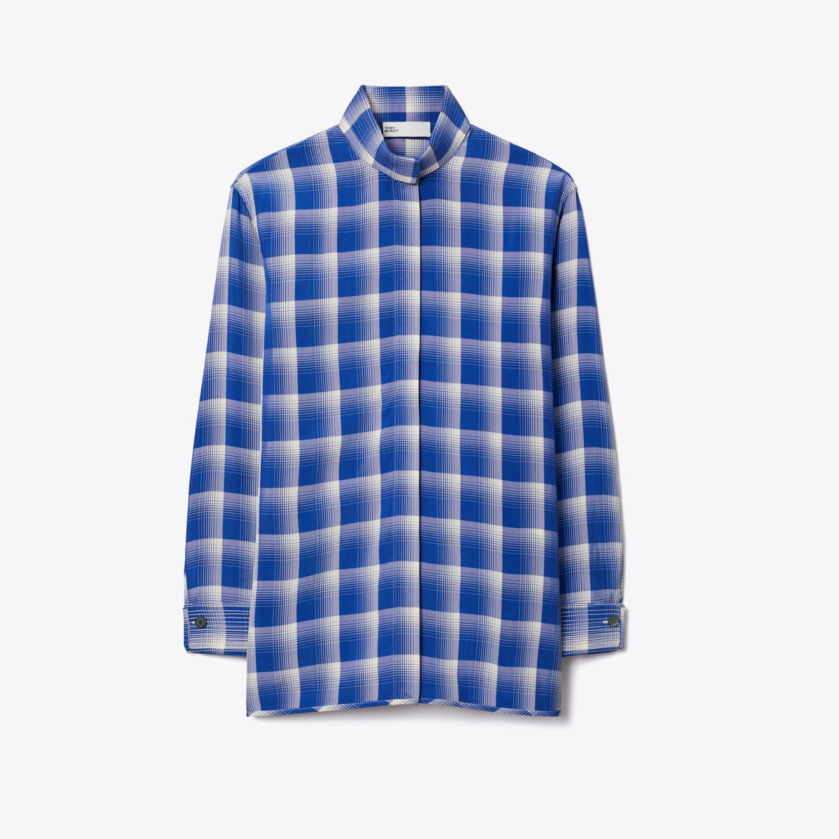 Tory Burch Plaid Viscose Shirt - Blue / Ivory