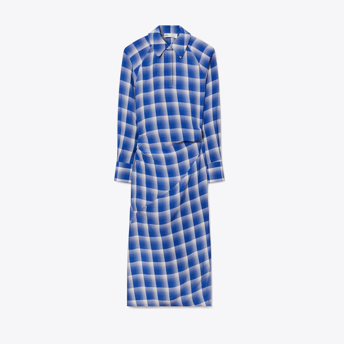 Tory Burch Plaid Viscose Shirtdress - Blue / Ivory