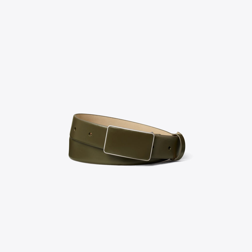 Tory Burch Plate Belt - Dark Olive/Silver