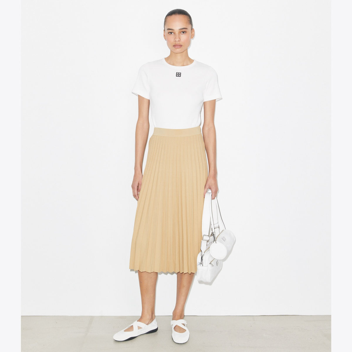 Tory Burch Pleated Viscose Skirt - Beige - 2