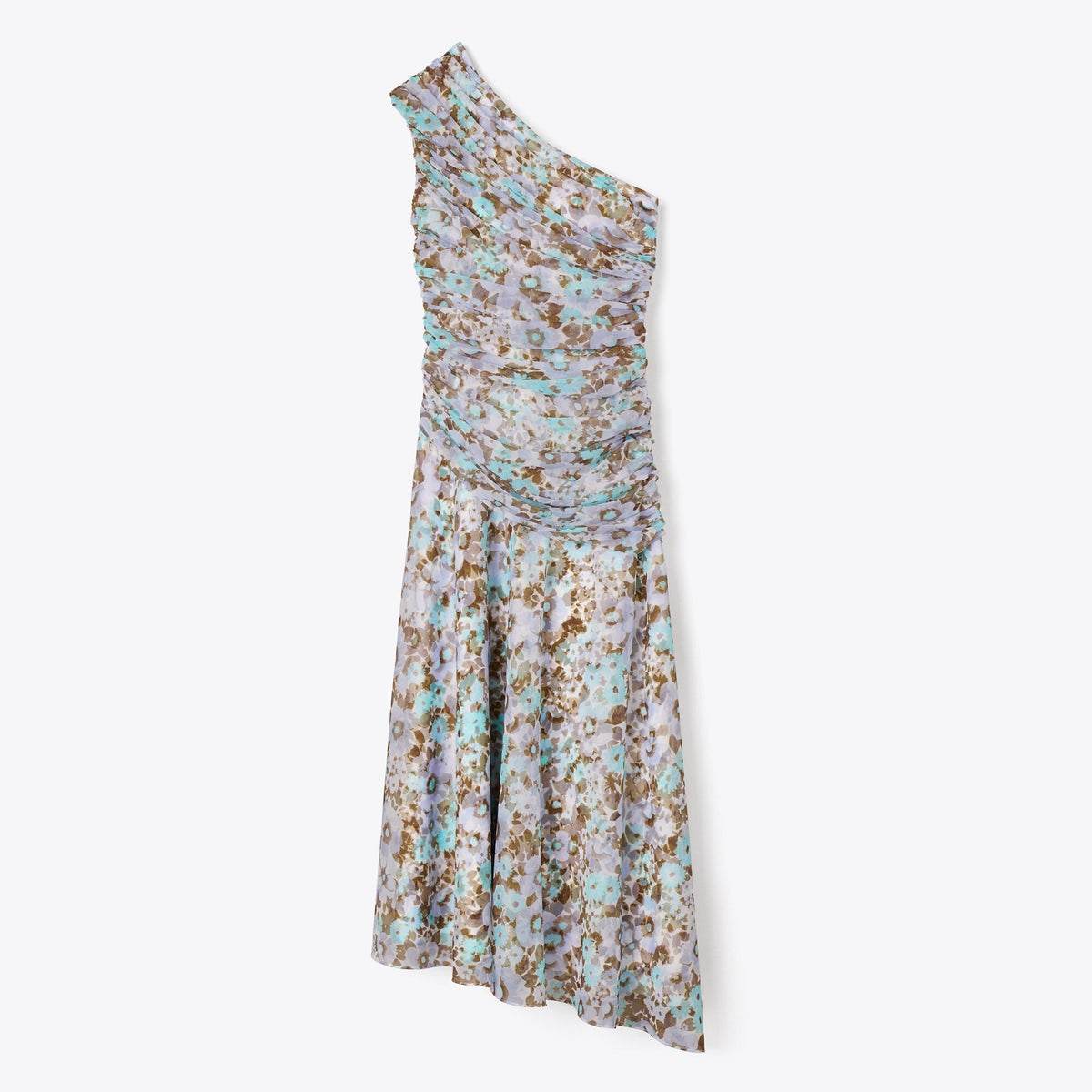 Tory Burch Printed One-Shoulder Dress - Blue Floral