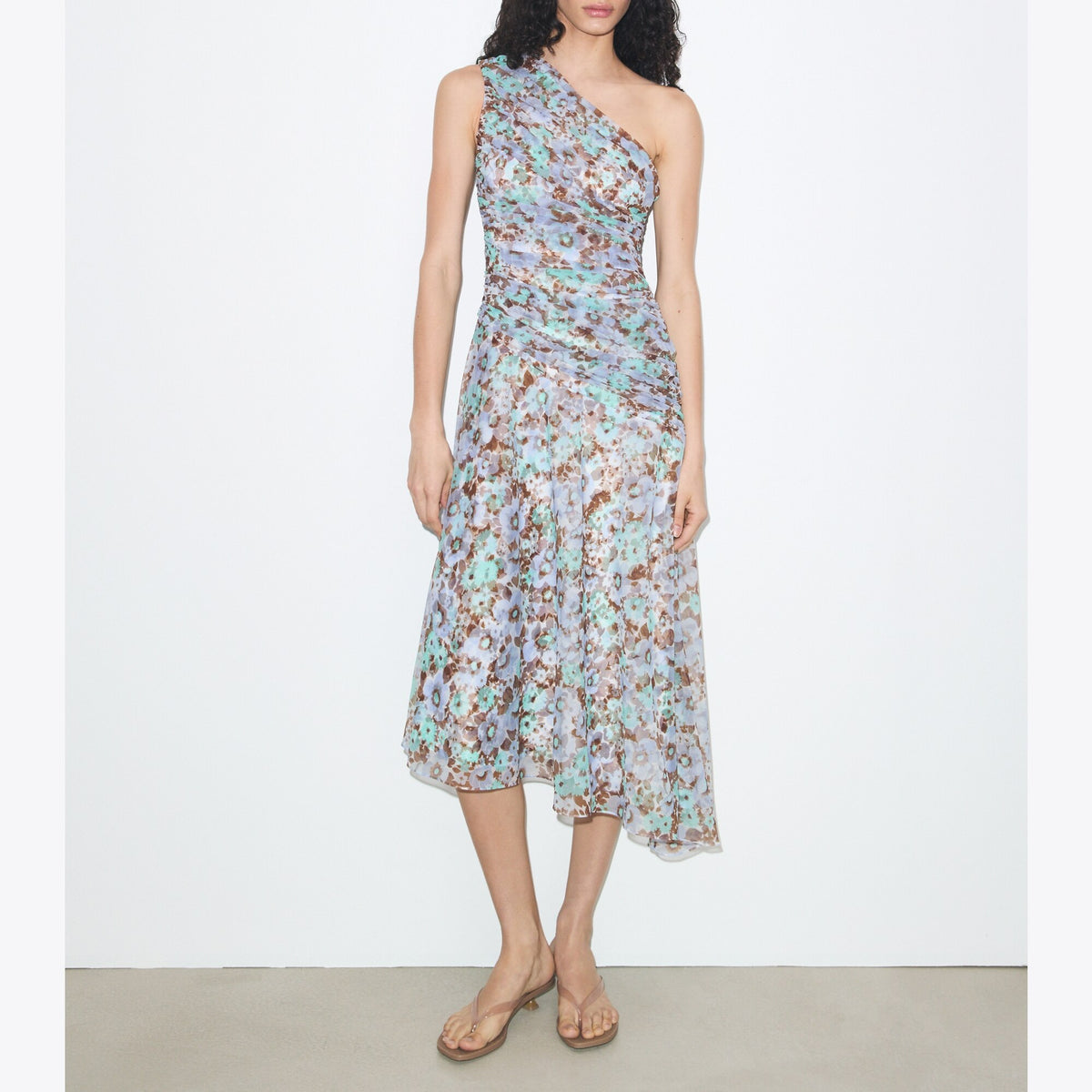 Tory Burch Printed One-Shoulder Dress - Blue Floral - 2