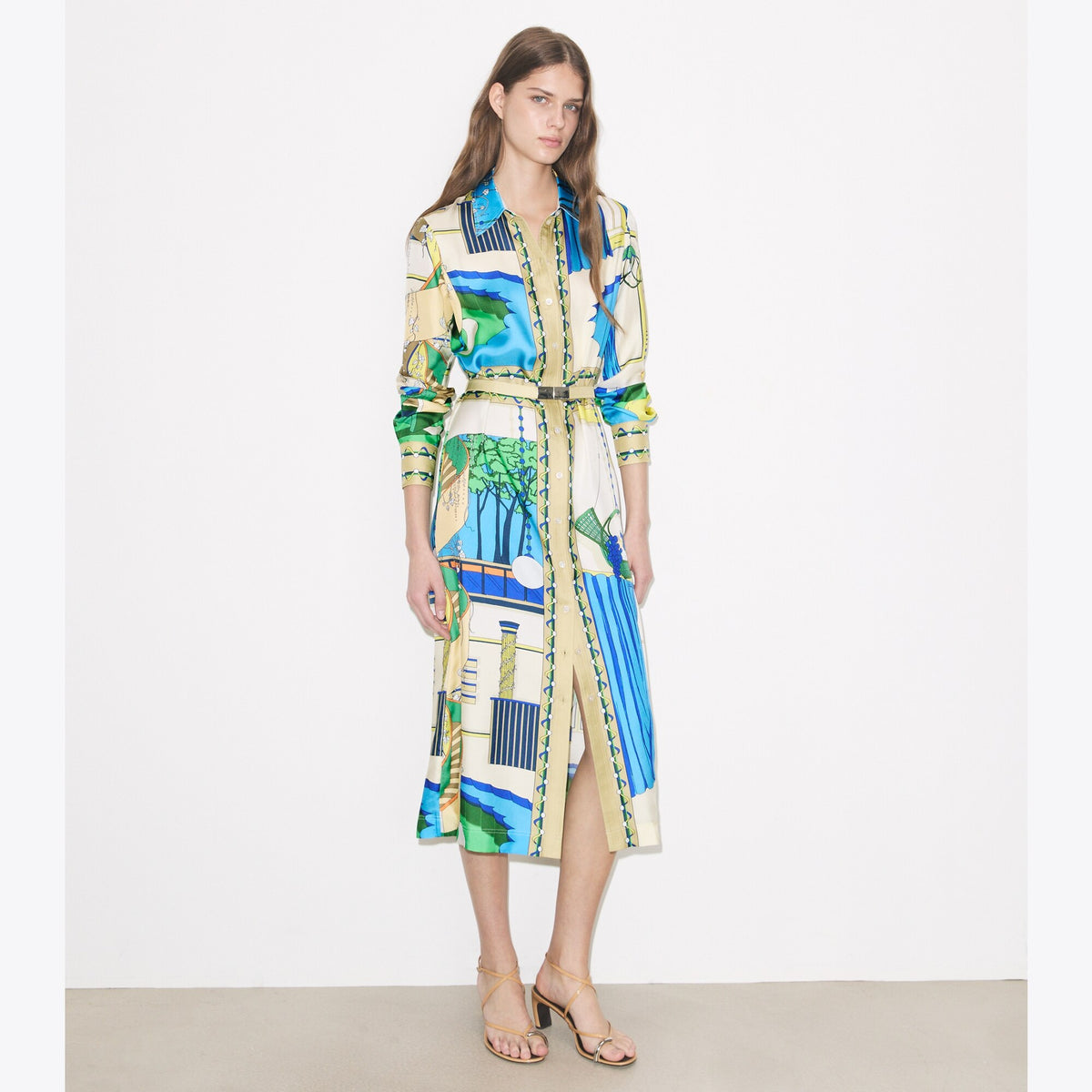 Tory Burch Printed Silk Shirtdress - The Pool Blue - 2