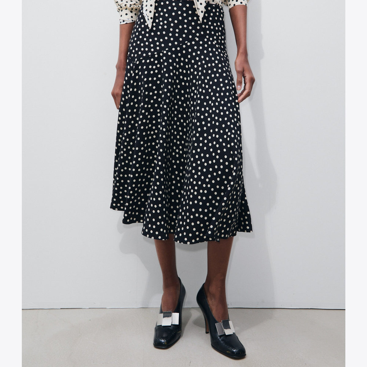 Tory Burch Printed Silk Skirt - Black Dot - 4