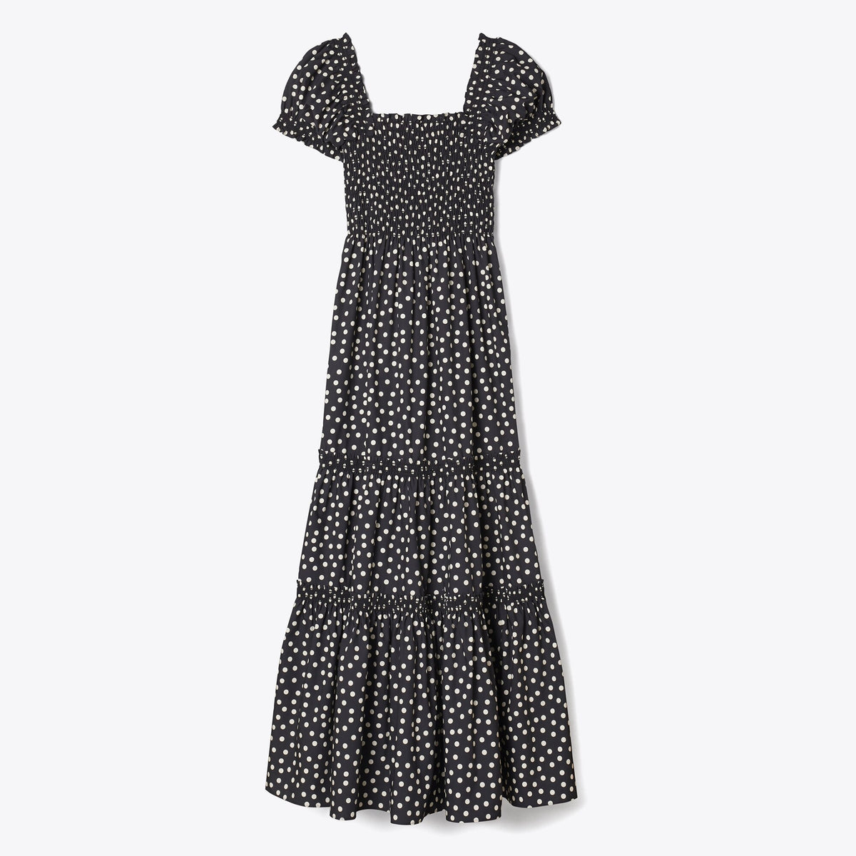 Tory Burch Printed Smocked Dress - Black Dot