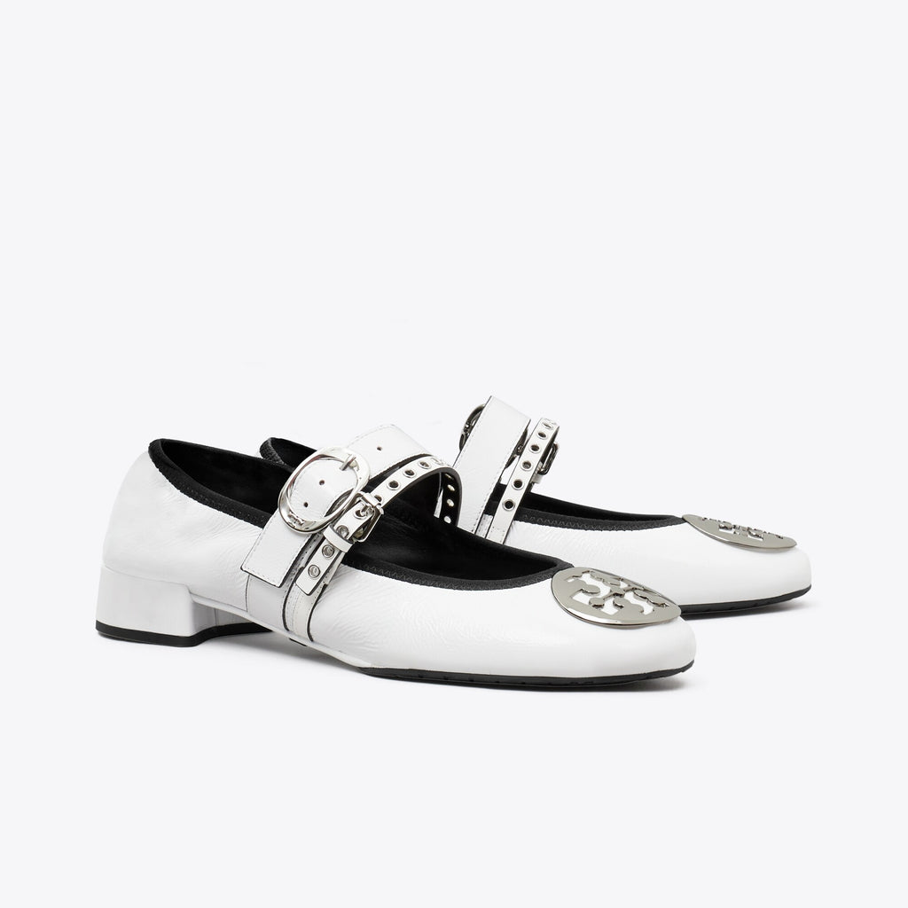 Tory Burch Reva Punk Heeled Ballet - Cirrus Cloud / Silver - 6