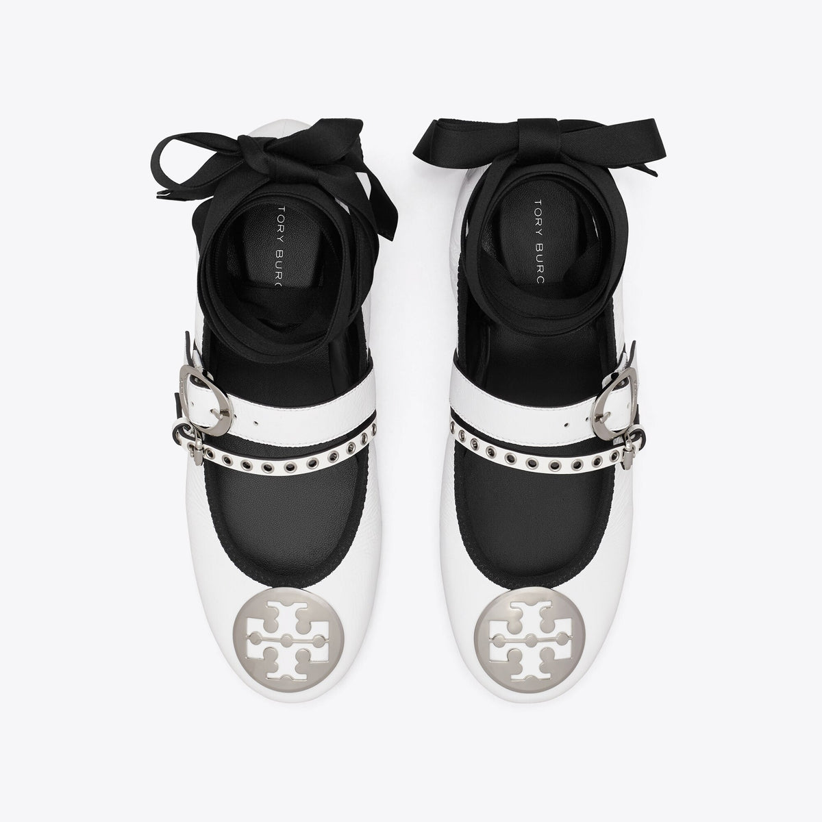 Tory Burch Reva Punk Heeled Ballet - Cirrus Cloud / Silver - 5