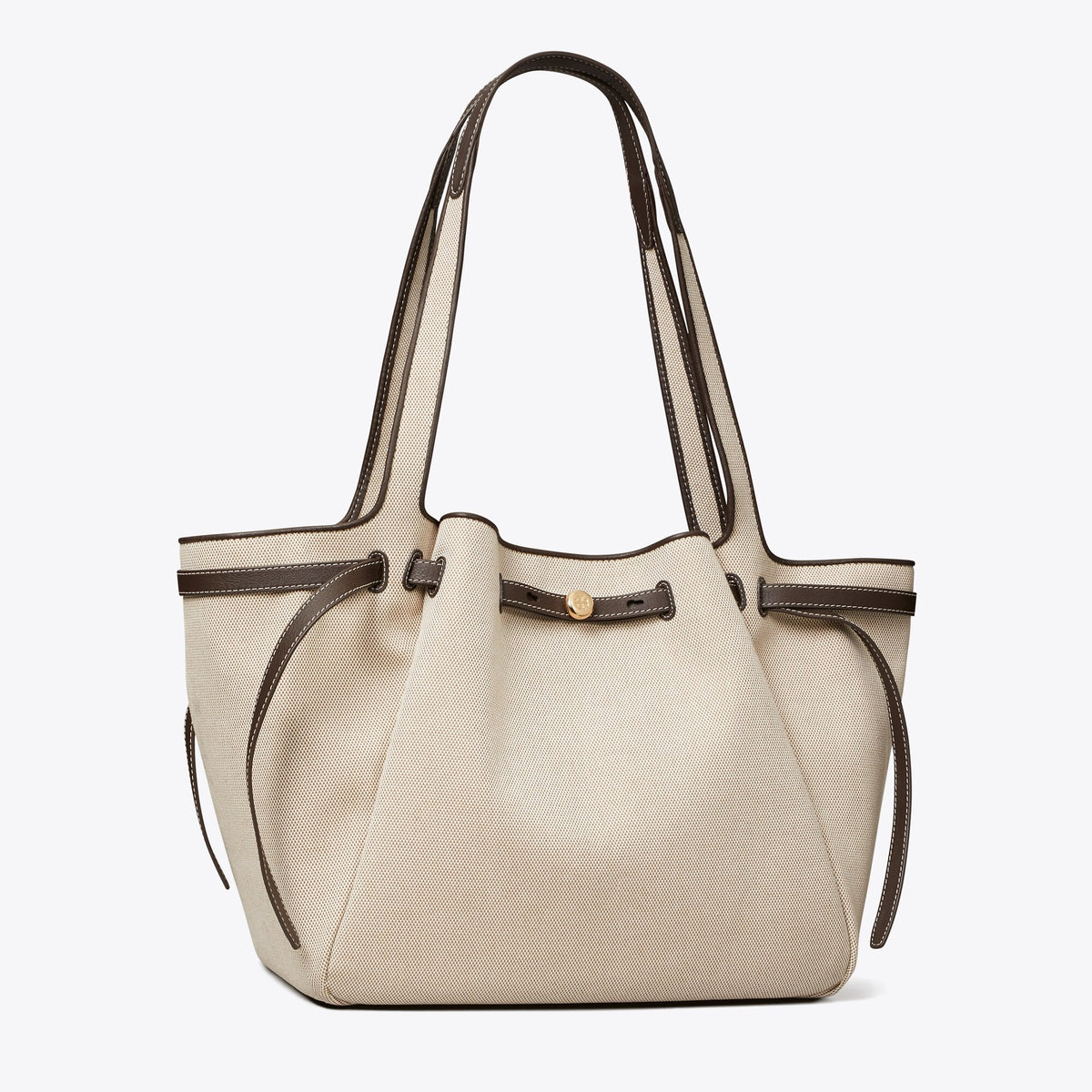 Tory Burch Romy Canvas Tote - Dusty Almond/ Bianco White