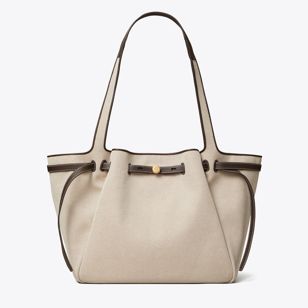 Tory Burch Romy Canvas Tote - Dusty Almond/ Bianco White - 3