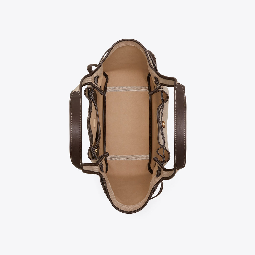 Tory Burch Romy Canvas Tote - Dusty Almond/ Bianco White - 5