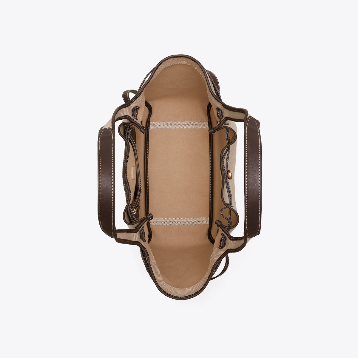 Tory Burch Romy Canvas Tote - Dusty Almond/ Bianco White - 5