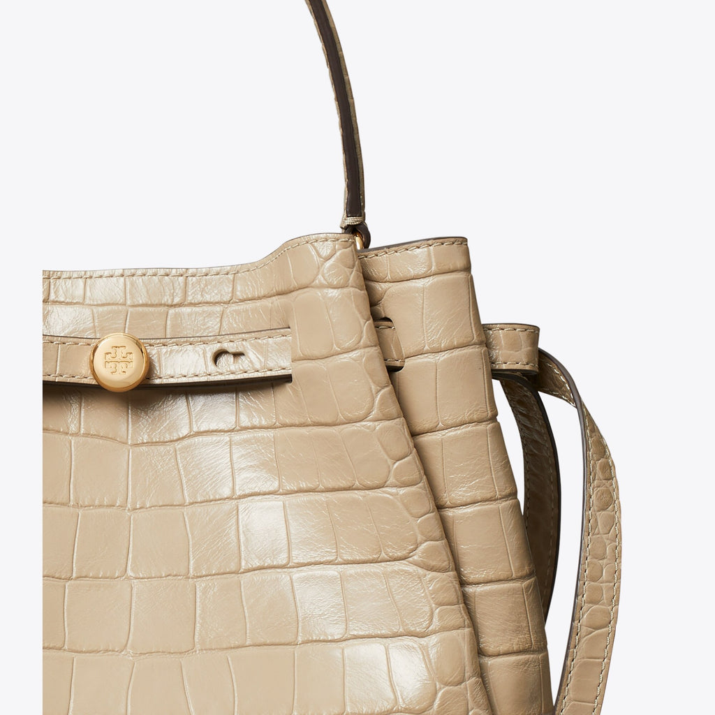 Tory Burch Romy Croc-Embossed Bucket Bag - Ginger Leaf - 5