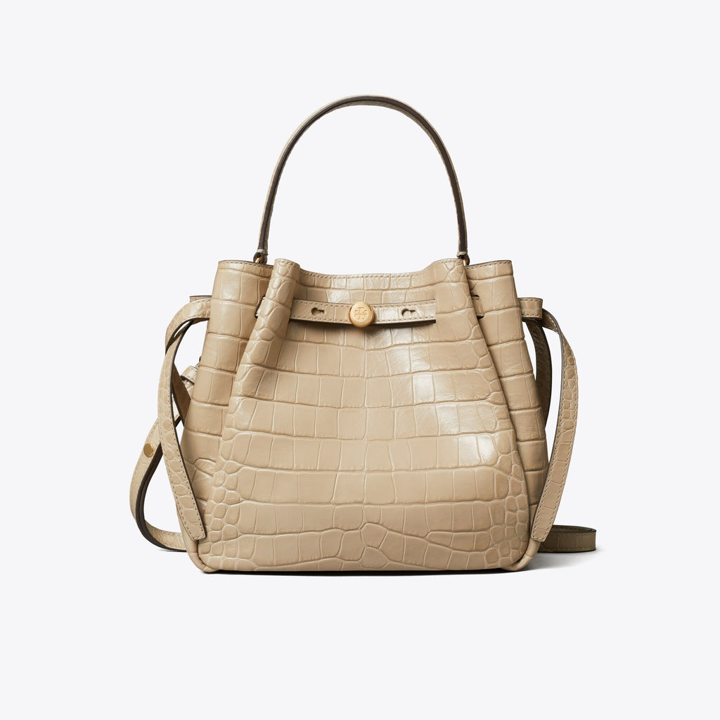 Tory Burch Romy Croc-Embossed Bucket Bag - Ginger Leaf - 4