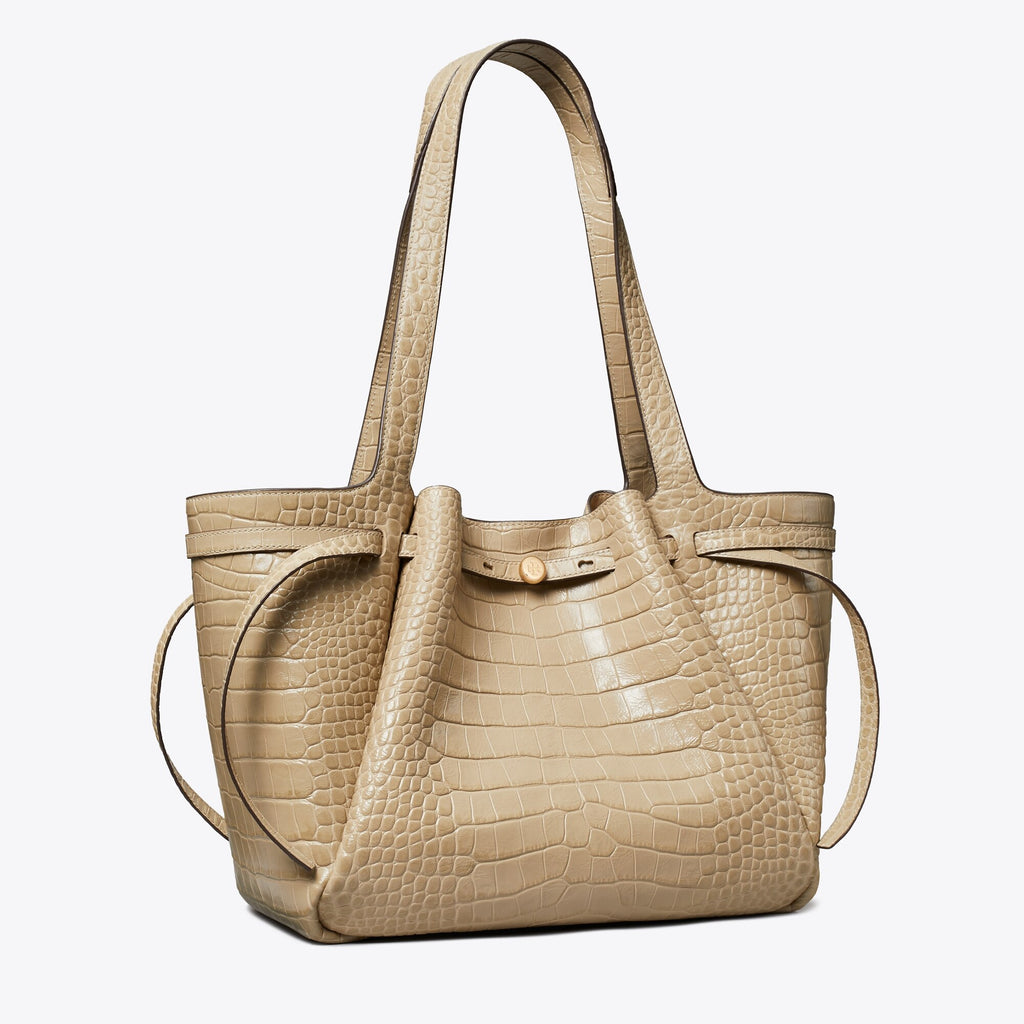 Tory Burch Romy Croc-Embossed Tote - Light Hickory