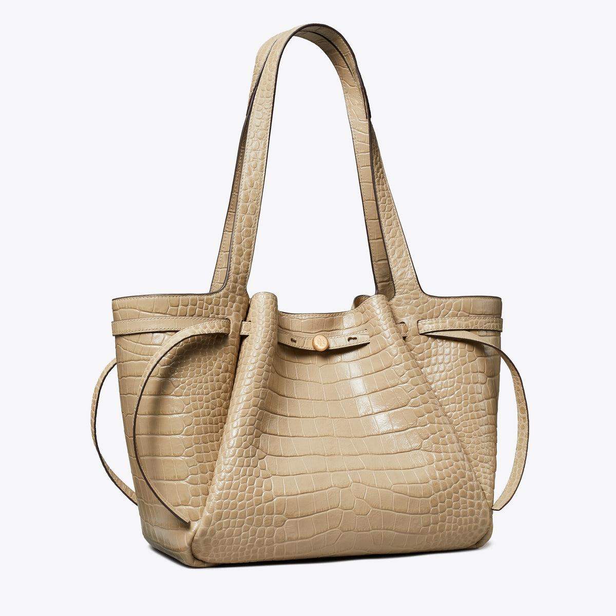 Tory Burch Romy Croc-Embossed Tote - Light Hickory