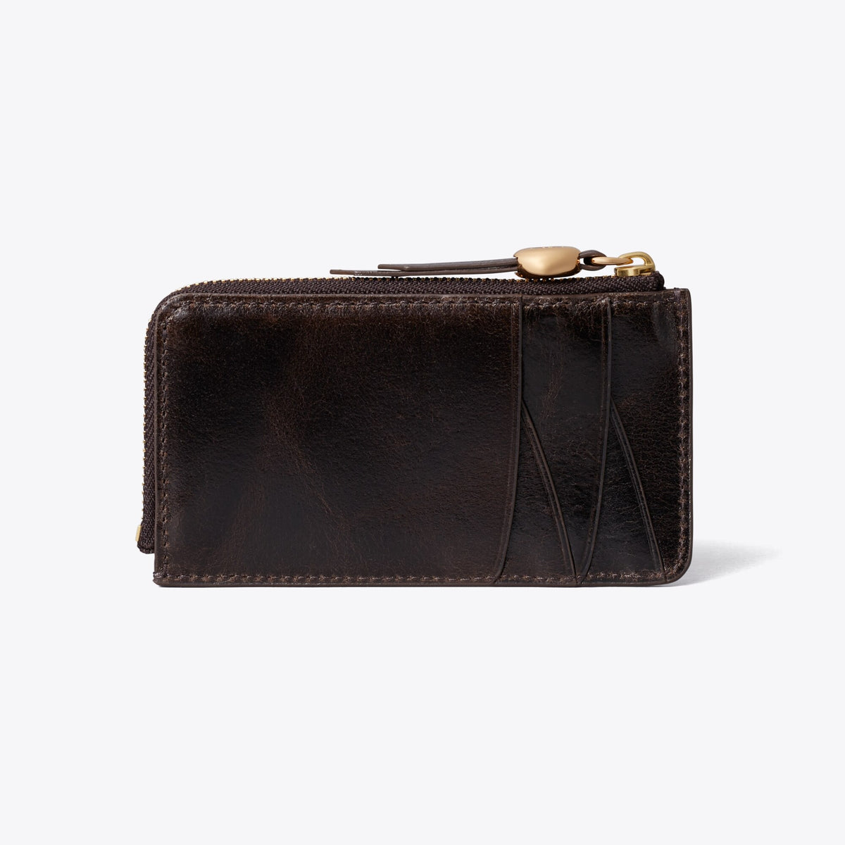 Tory Burch Romy Distressed Zip Card Case - Dark Roast - 3