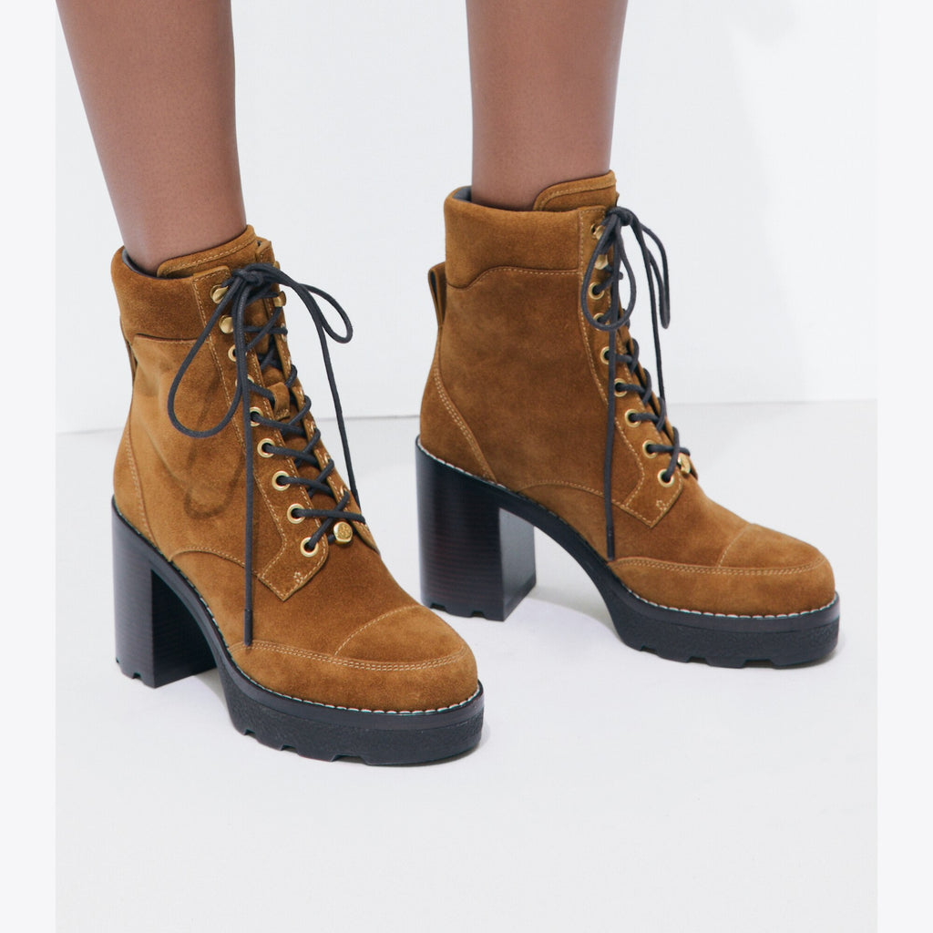 Tory Burch Romy Lug Heeled Boot - Toffee - 2