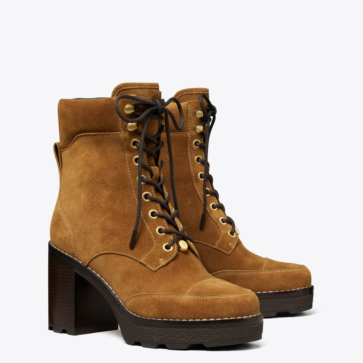 Tory Burch Romy Lug Heeled Boot - Toffee - 2