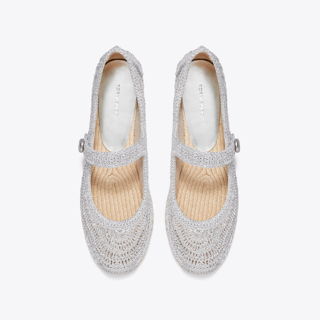 Tory Burch Romy Mary Jane Espadrille - Silver - 5